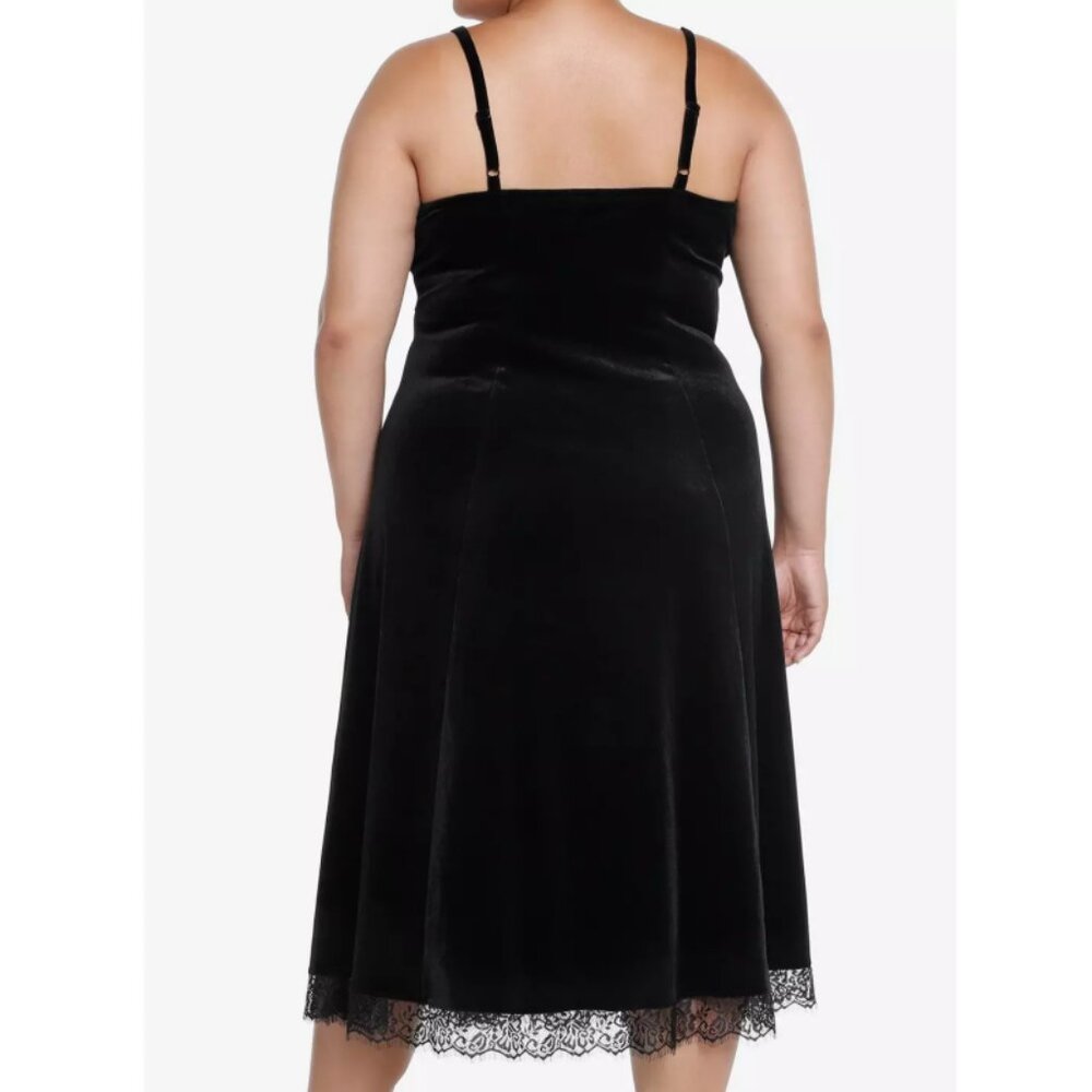 Hot Topic 2 Plus Size Cosmic Aura Black Velvet Lace Midi Dress 2X 18 20 - Picture 3 of 8